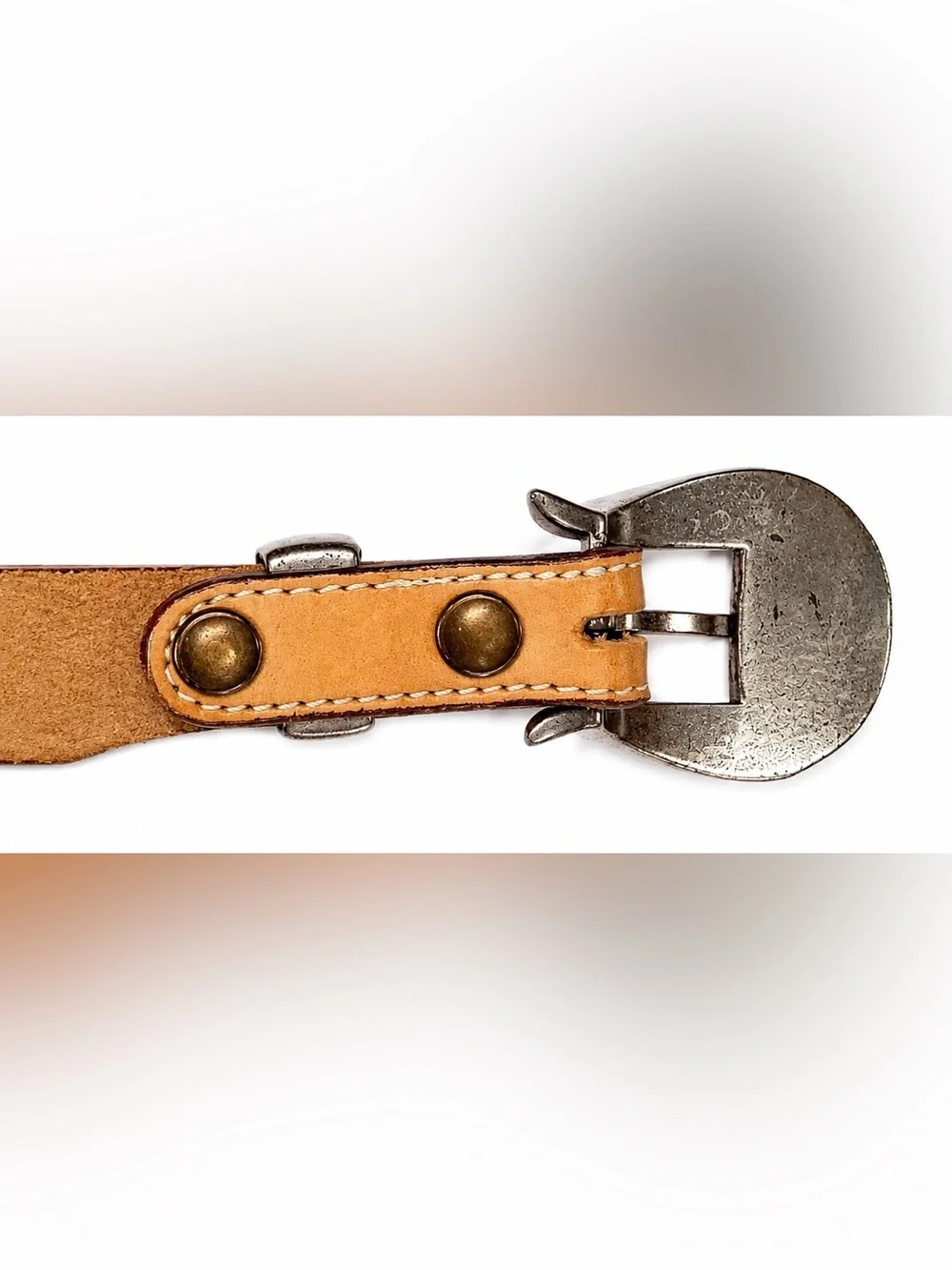Nocona Leather Western Belt Women’s 32 Longhorn Skull Conchos Tan Cowboy Rodeo